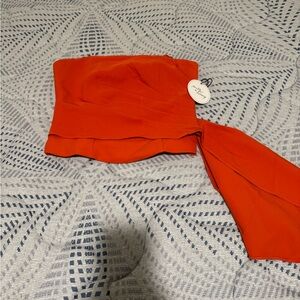 Orange Strapless Top with Tie Detail BRAND NEW